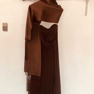 Vintage party dress, strapless with shawl.